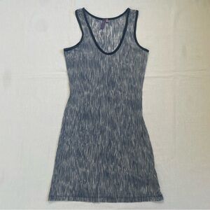 Emma & Sam Sheer Sleeveless Bodycon Blue and White Patterned Dress Women’s S
